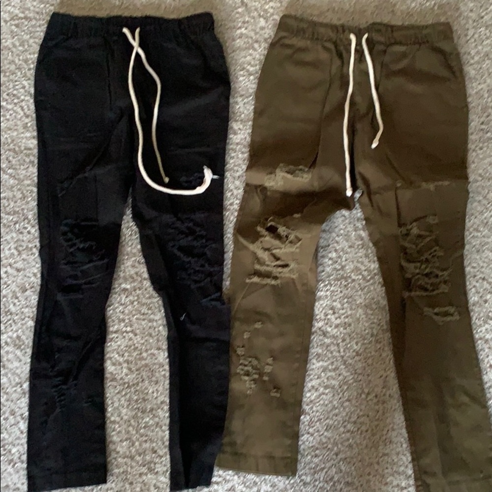 Distressed drawstring pants